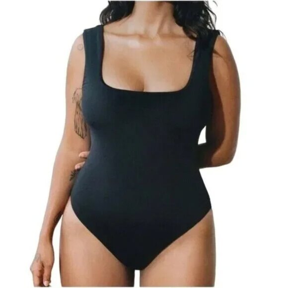 NWT Mara Hoffman Persephone One Piece Swimsuit Womens XL Black Square Neckline - Picture 2 of 14